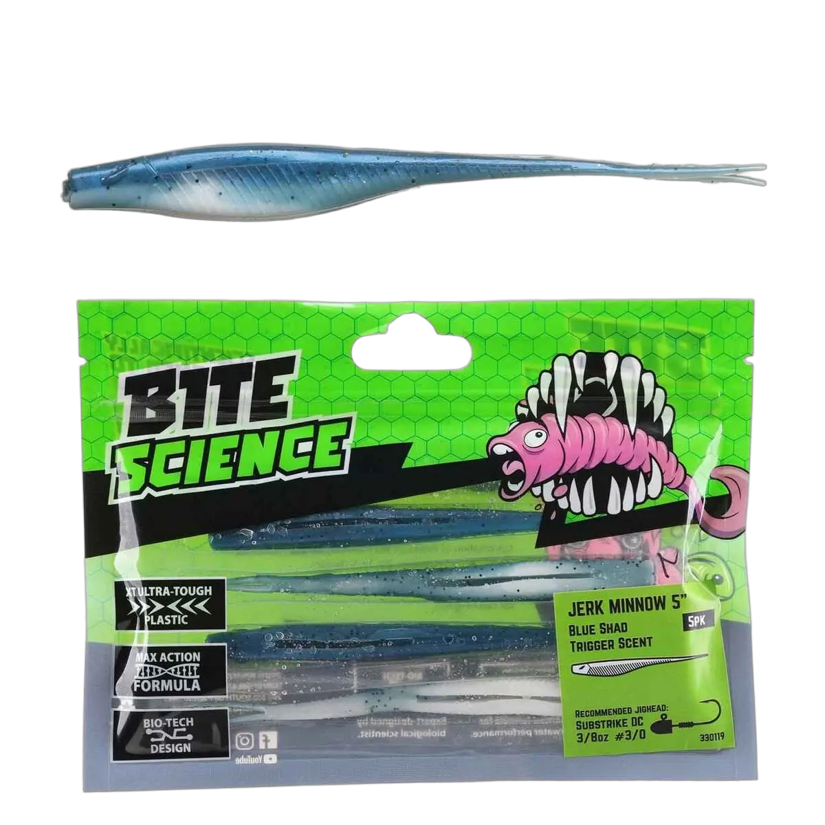 Bite Science Jerk Minnow 5" Blue Shad - PK/5
