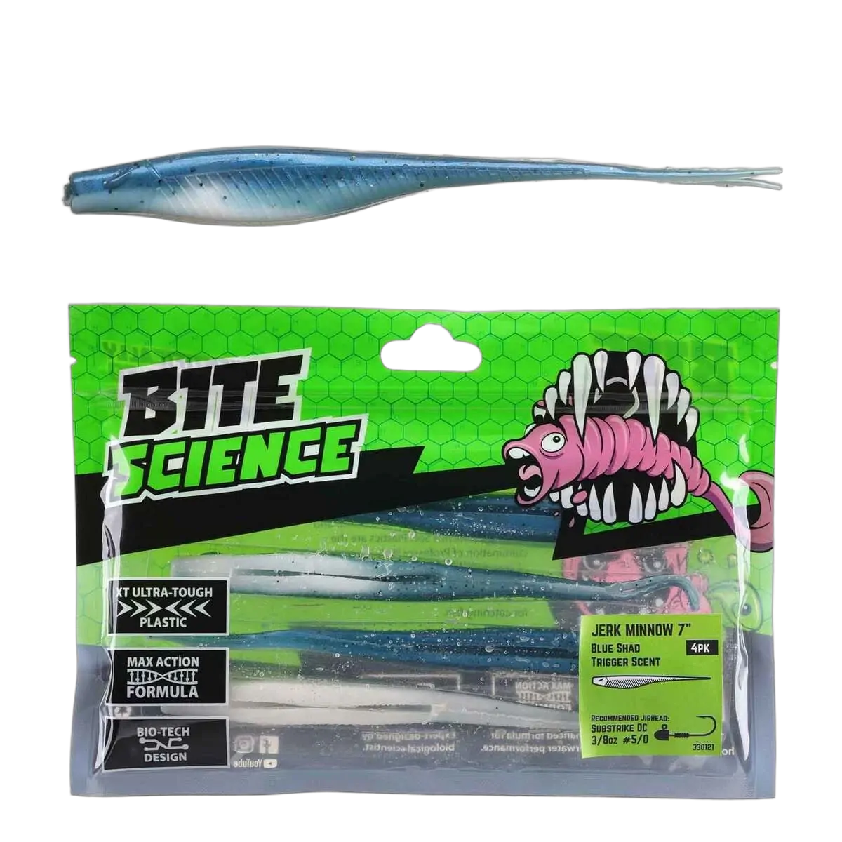 Bite Science Jerk Minnow 7" Blue Shad - PK/4