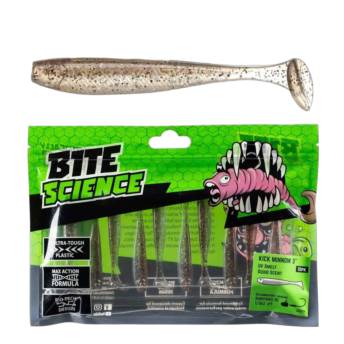 Bite Science Kick Minnow 3" UV Smelt - PK/10