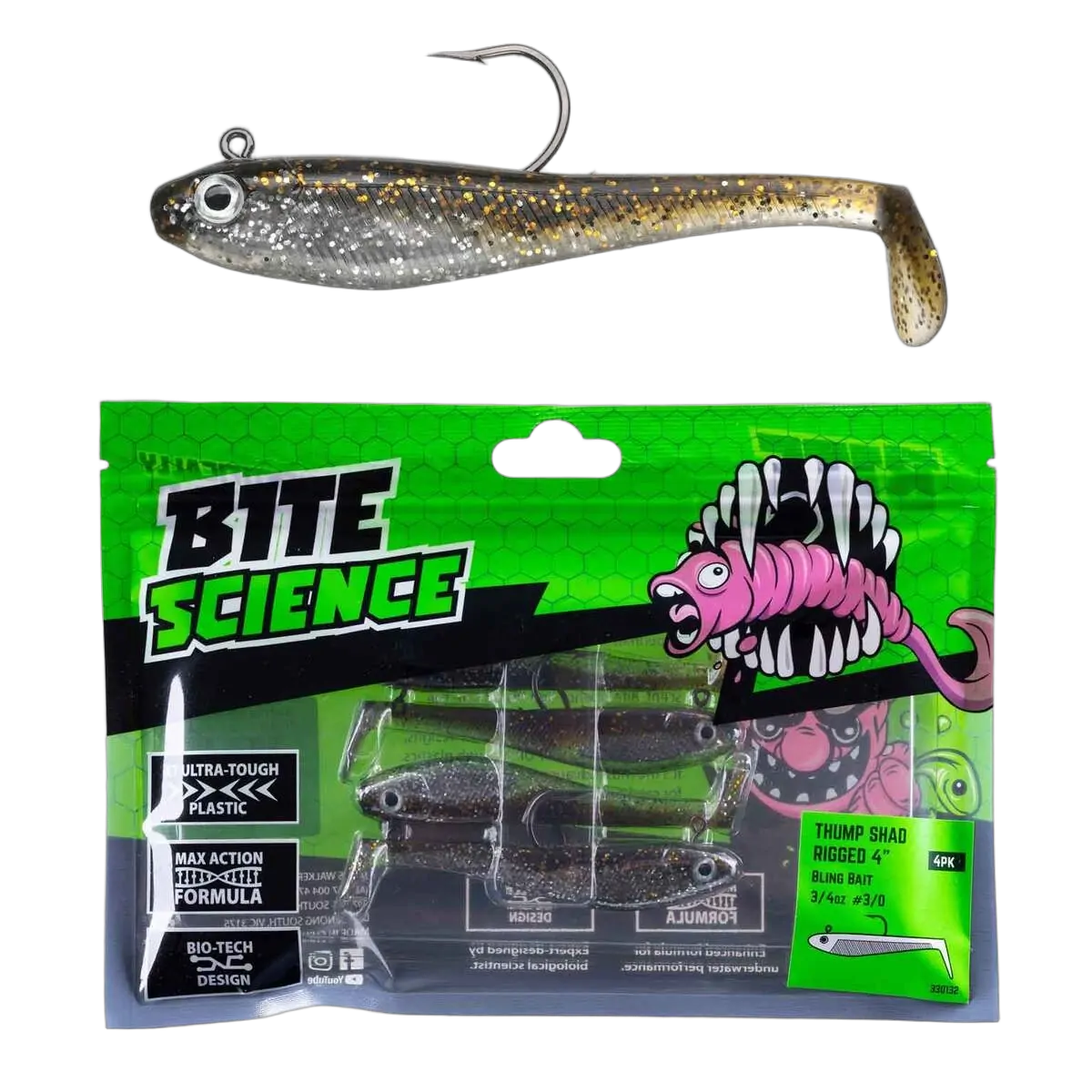 Thump Shad 4" Bling Bait - 4pk - PK/4