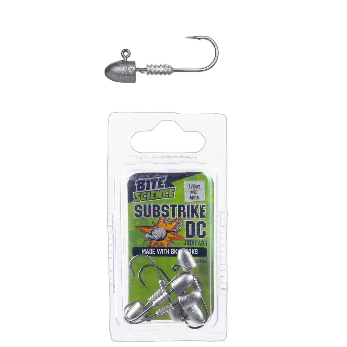 Bite Science Substrike DC Jigheads 1/8Oz BKK #2 - PK/6