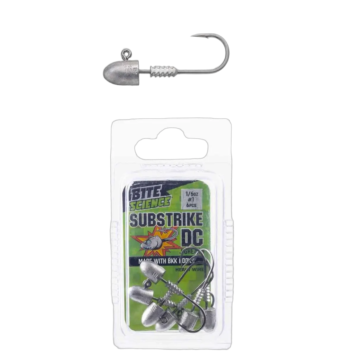 Bite Science Substrike DC Jigheads 1/6Oz BKK #1 - PK/6