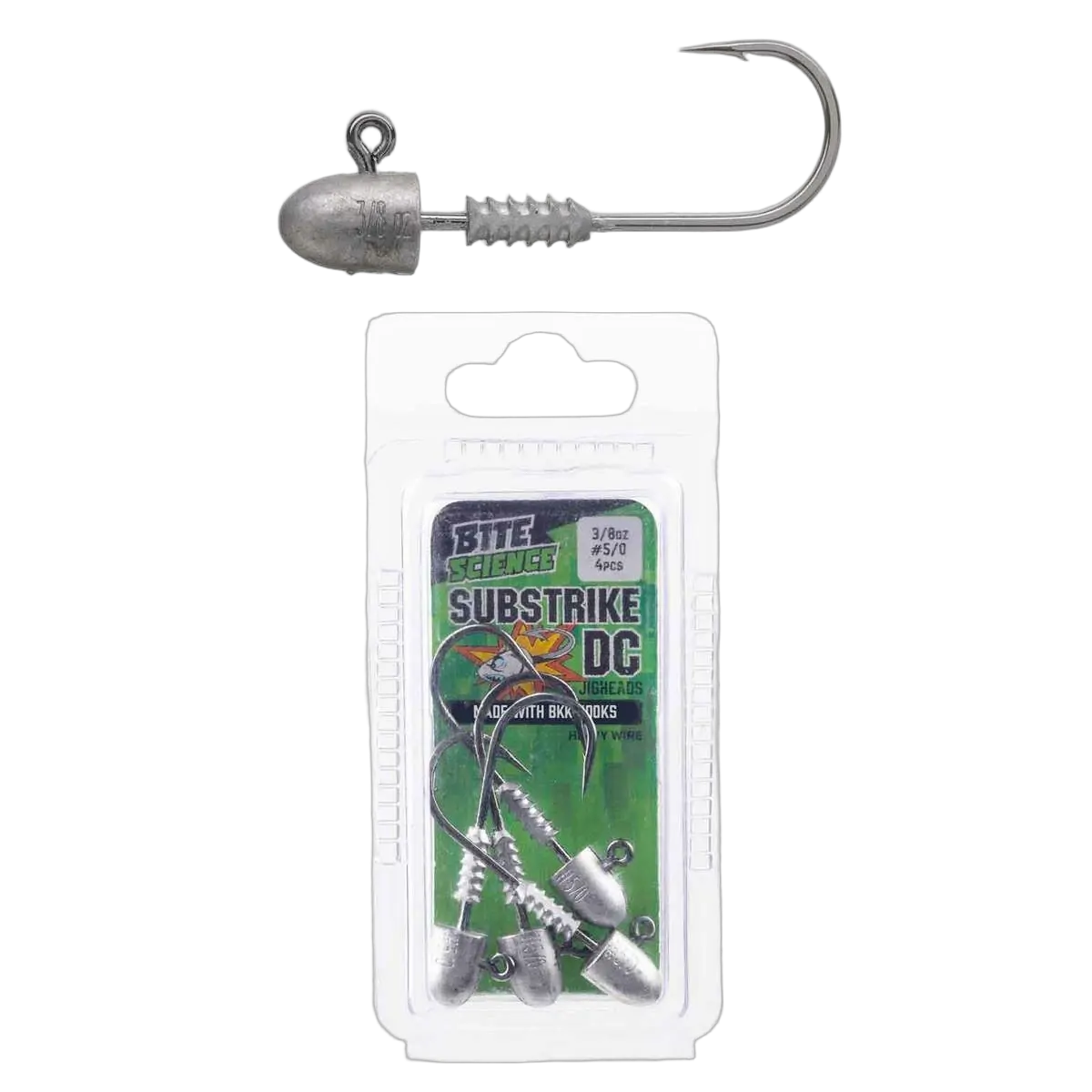Bite Science Substrike DC Jigheads 3/8Oz BKK #5/0 - PK/4
