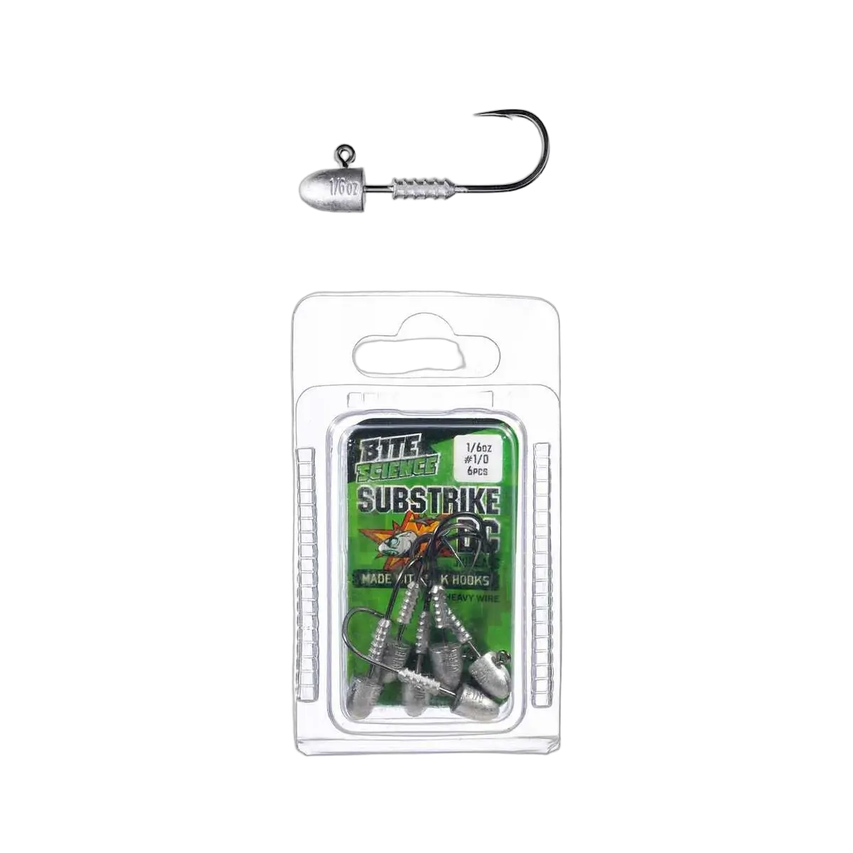 Bite Science Substrike Dc Jigheads 1/6Oz Bkk #1/0 - PK/6