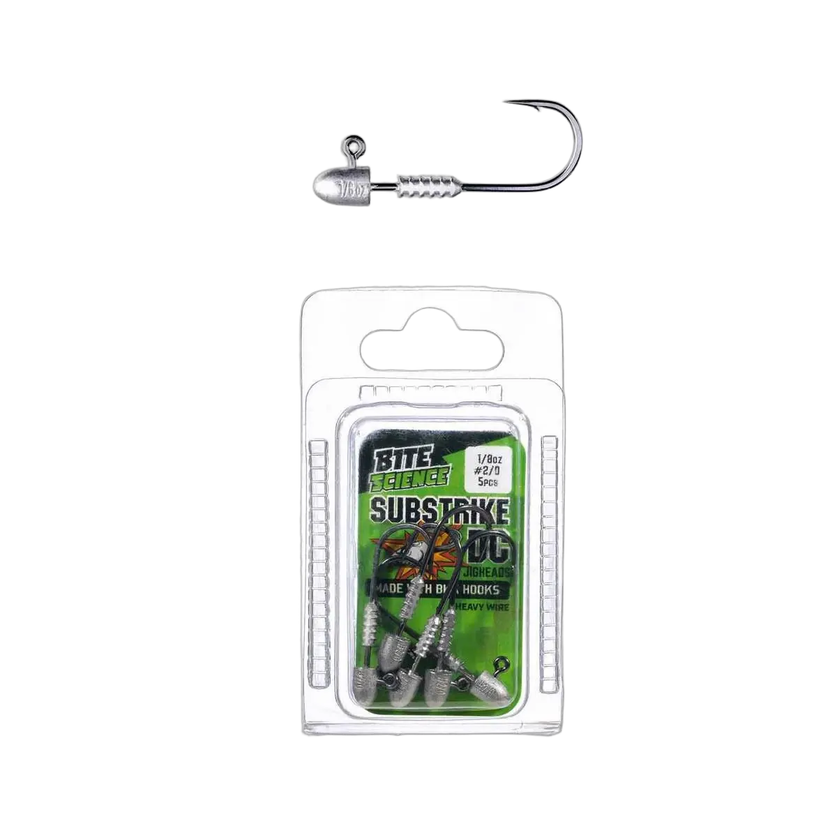 Bite Science Substrike Dc Jigheads 1/8Oz Bkk #2/0 - PK/5