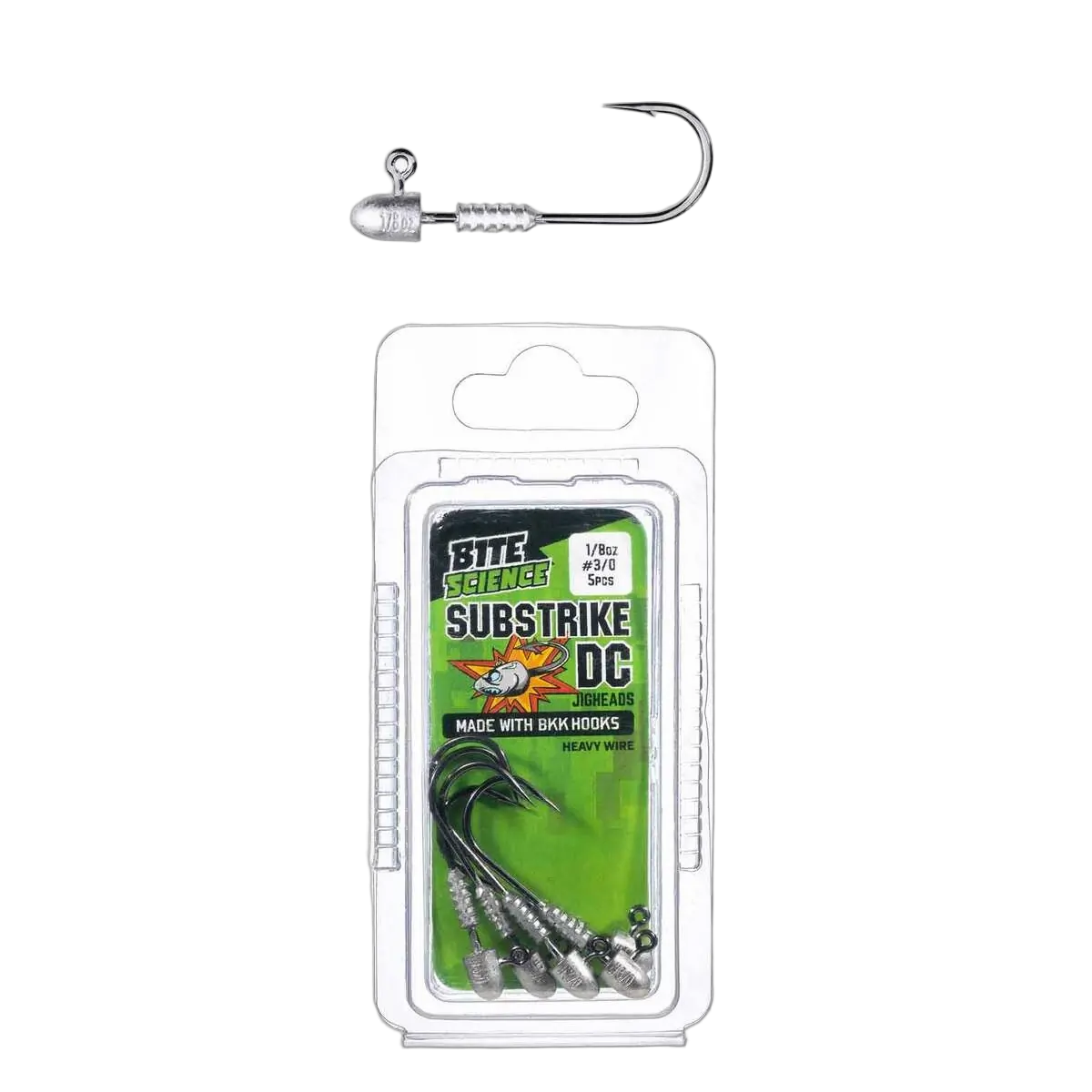Bite Science Substrike Dc Jigheads 1/8Oz Bkk #3/0 - PK/5