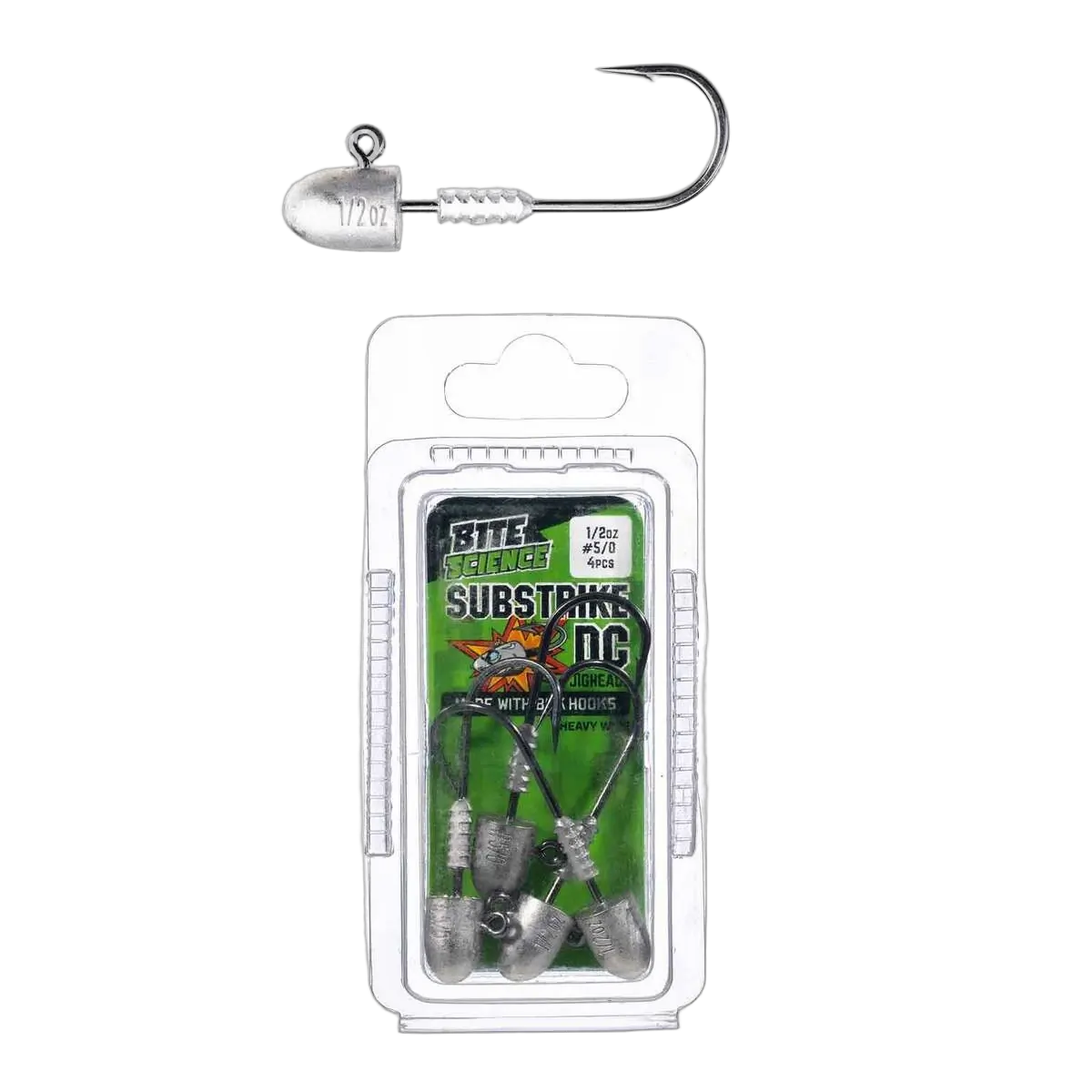 Bite Science Substrike Dc Jigheads 1/2Oz Bkk #5/0 - PK/4