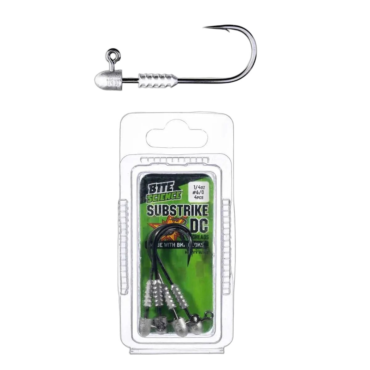 Bite Science Substrike Dc Jigheads 1/4Oz Bkk #6/0 - PK/4