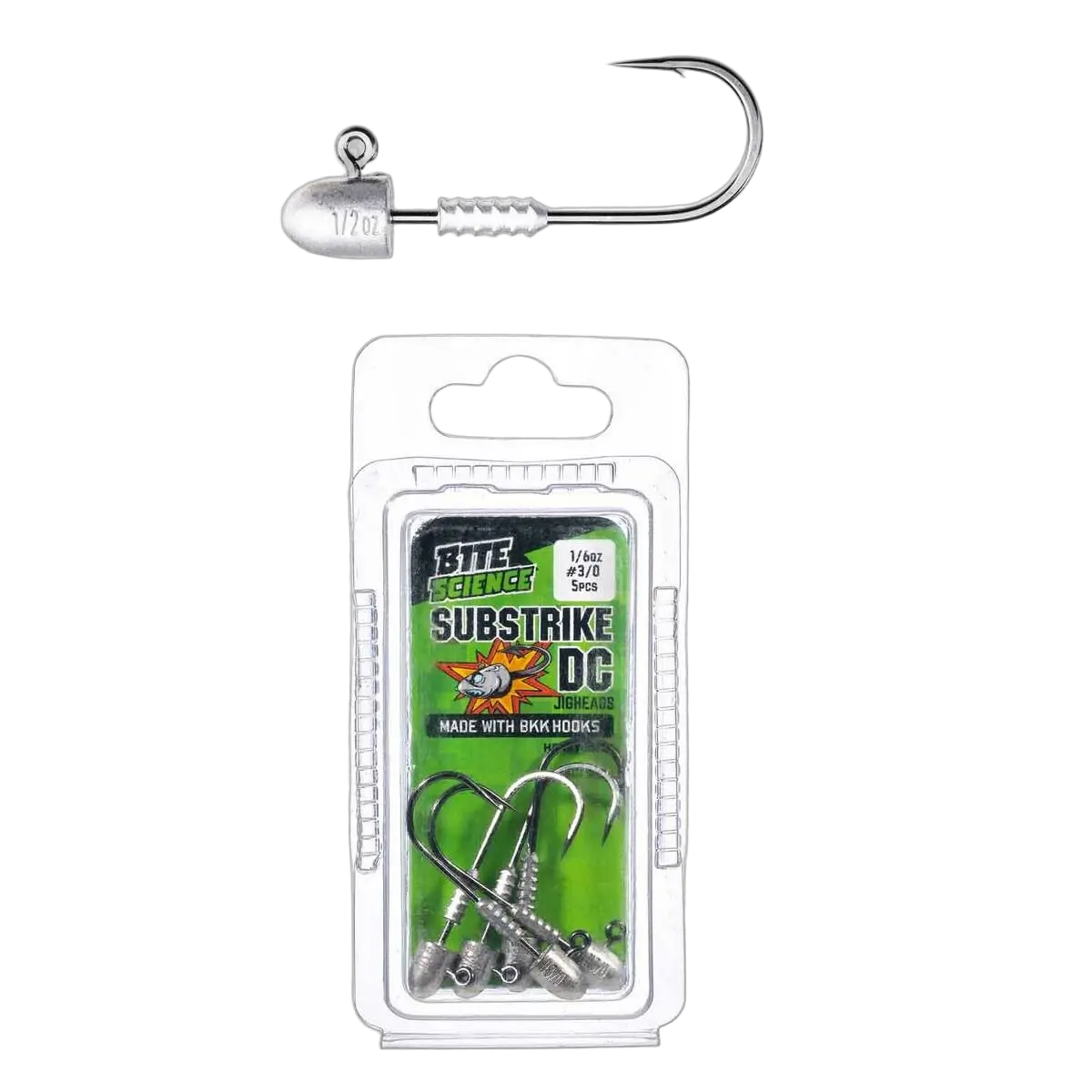 Bite Science Substrike Dc Jigheads 1/2Oz Bkk #6/0 - PK/4