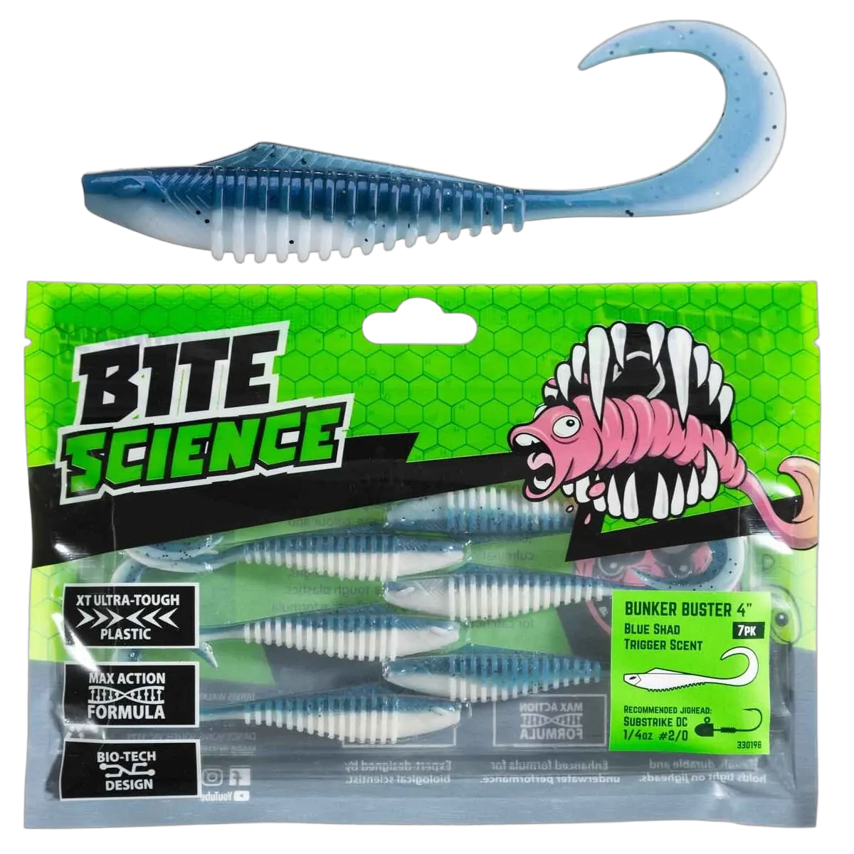 Bite Science Bunker Buster Lures 4" Blue Shad - PK/7