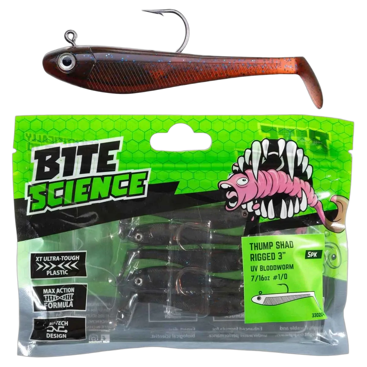 Thump Shad 3" UV Bloodworm - PK/5