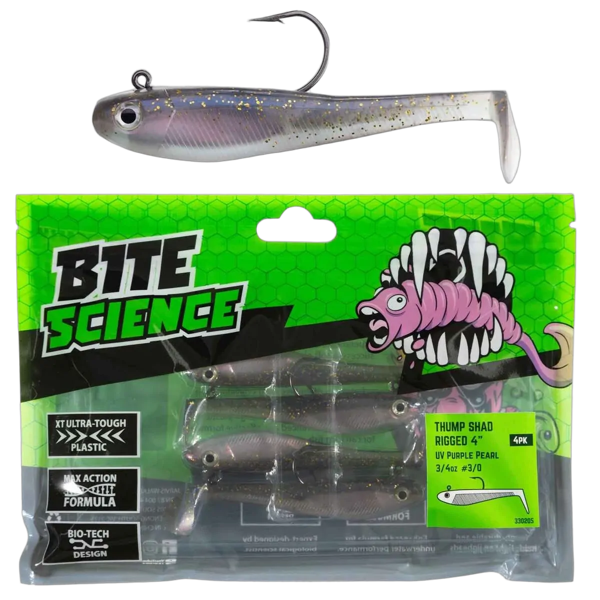 Thump Shad 4" UV Purple Pearl - PK/4