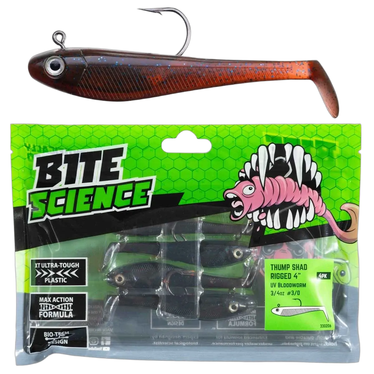 Thump Shad 4" UV Bloodworm - PK/4