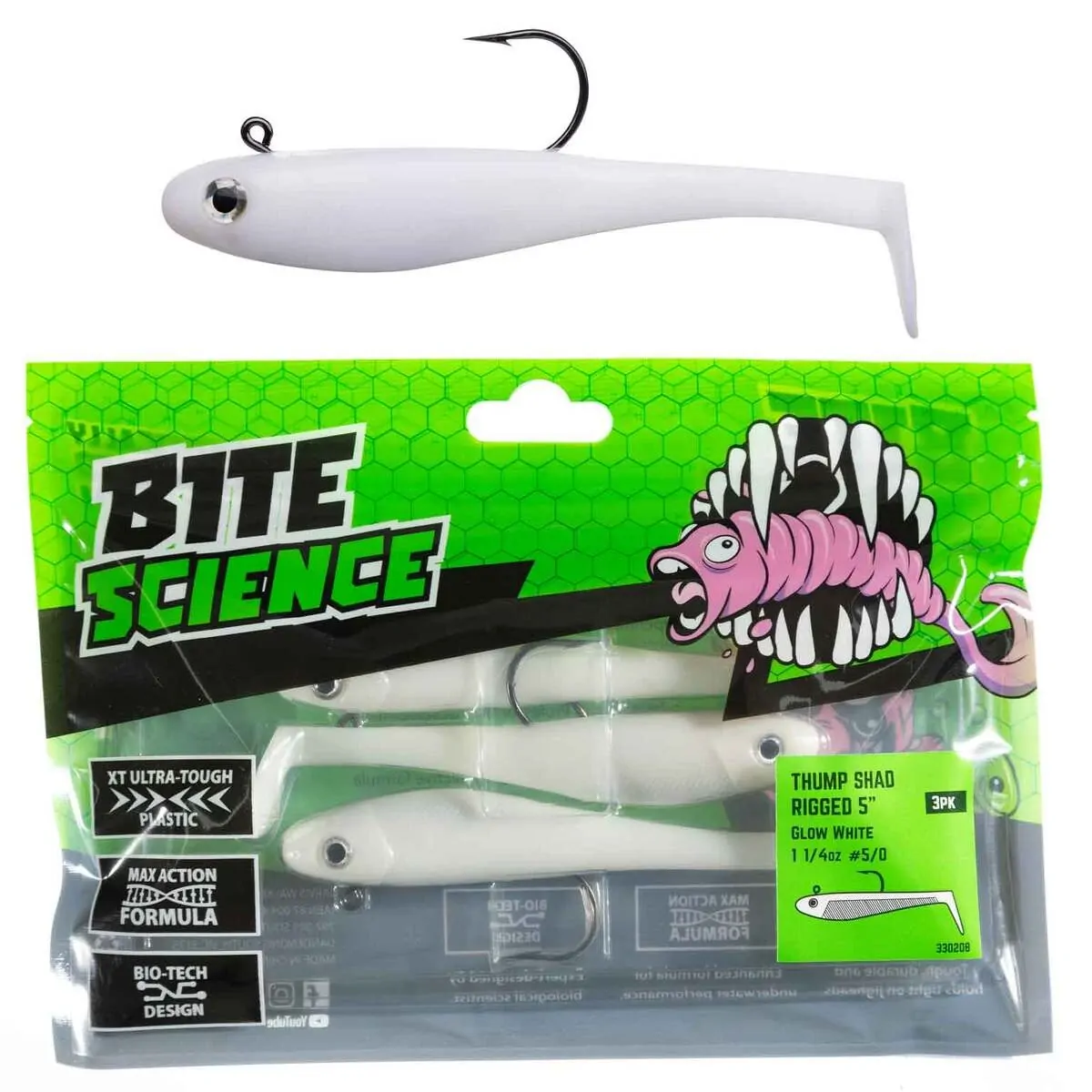 Thump Shad 5" Glow White - PK/3