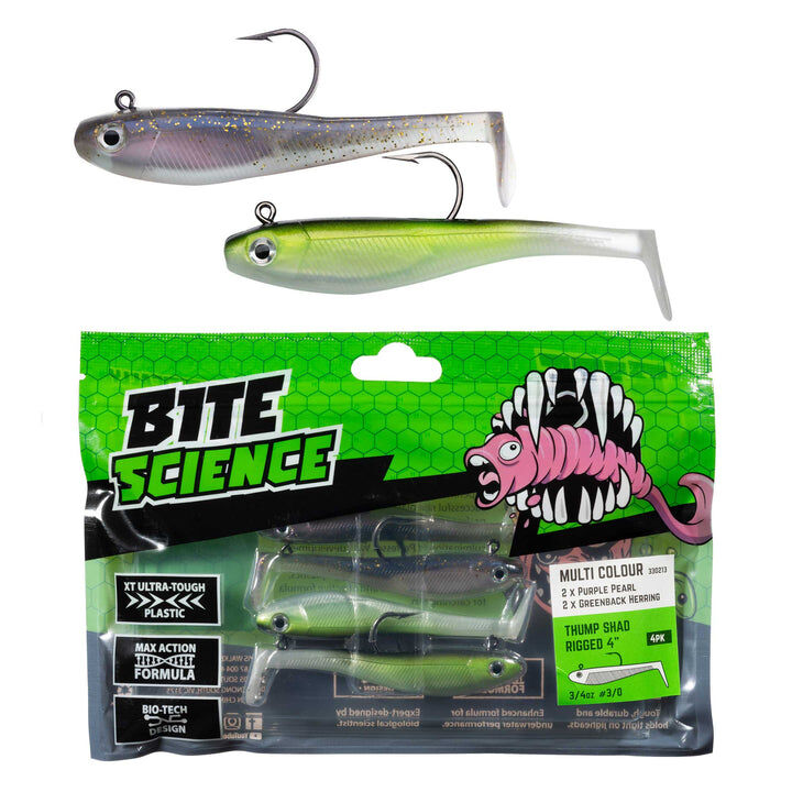 Bite Science Thump Shad 4" Multi-Colour Purple Pearl & Greenback Herring