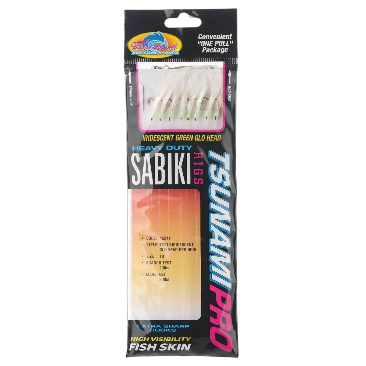 TS119 Iridescent Glo Head 8 Red Hooks - Sz 10 - PK/1
