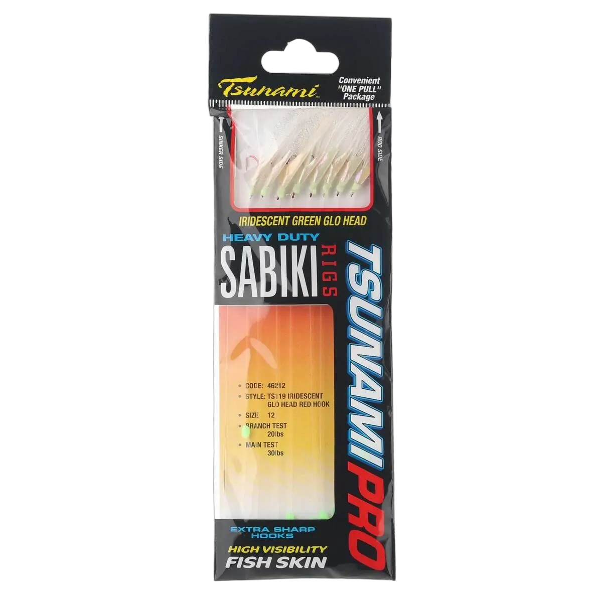 TS119 Iridescent Glo Head 8 Red Hooks - Sz 12 - PK/1