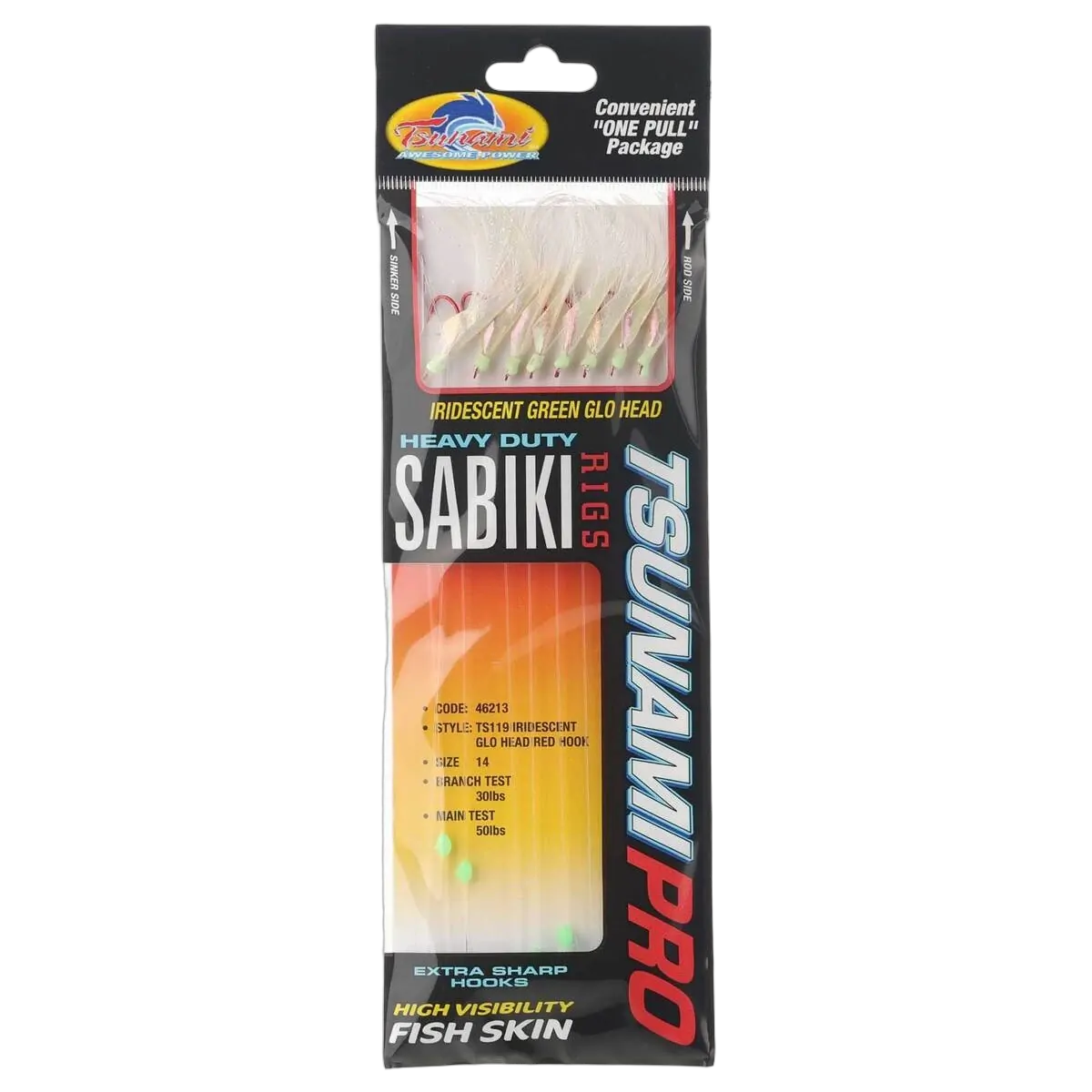 TS119 Iridescent Glo Head 8 Red Hooks - Sz 14 - PK/1