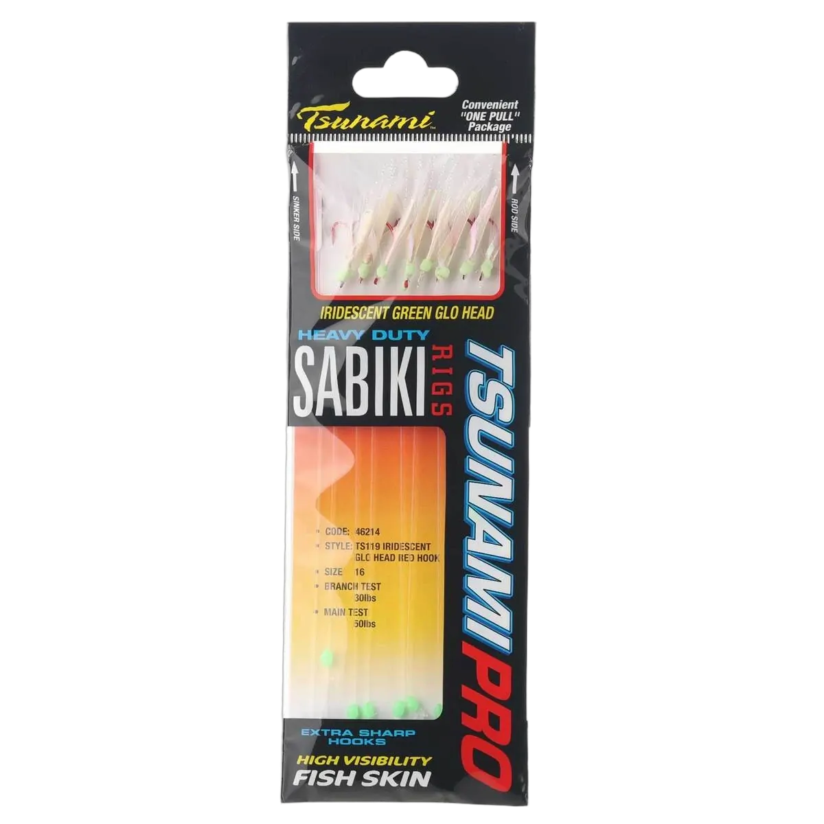 TS119 Iridescent Glo Head 8 Red Hooks - Sz 16 - PK/1