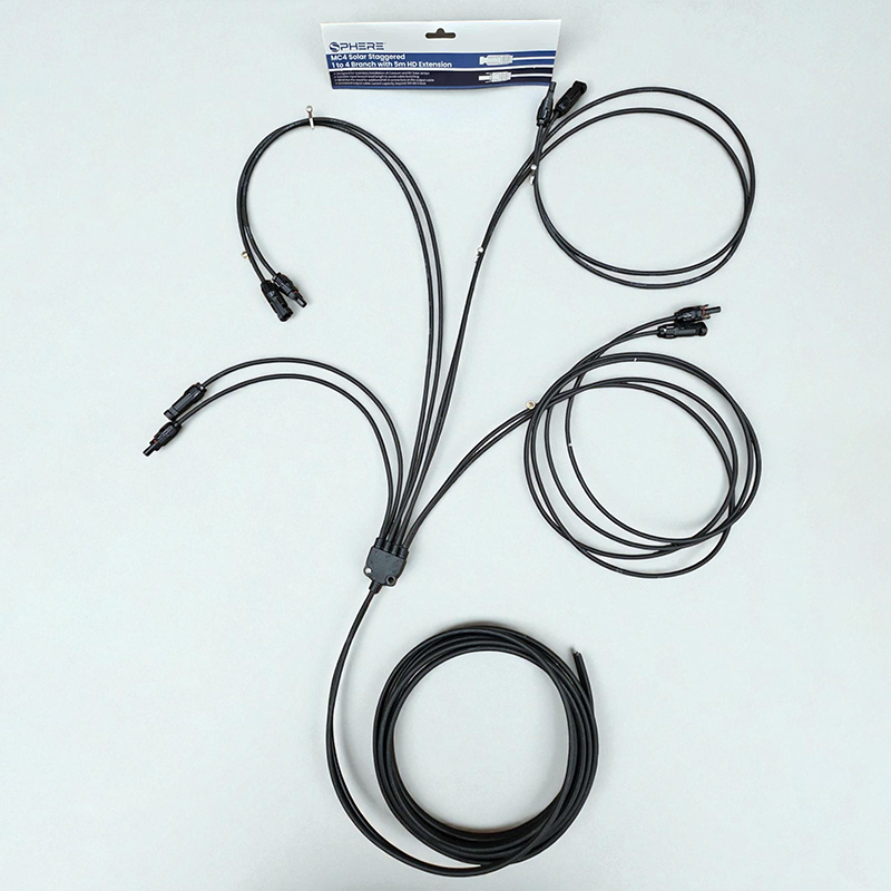 Sphere MC4 Solar Staggered 1 to 4 Branch with 5m HD Extension. C2C1TO4EXT