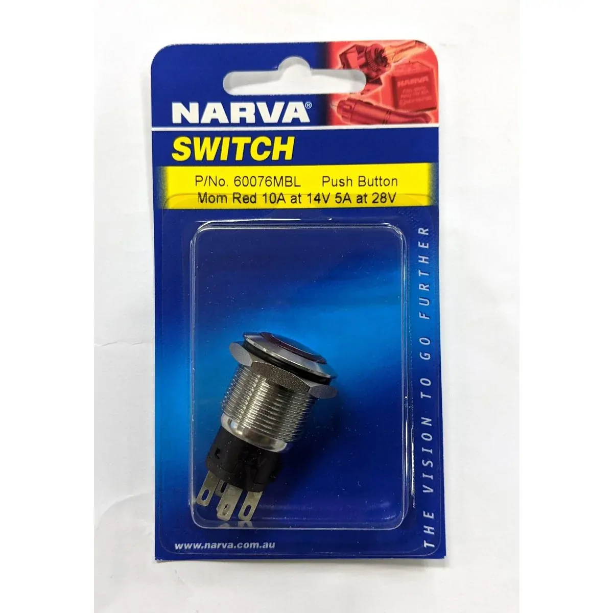Narva LED Push Button Mom Red