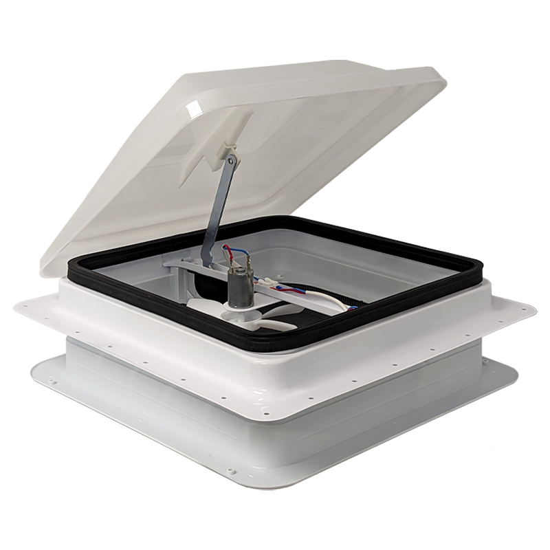 Coast to Coast 14x14 White Wind-Up Roof Vent With 12V Fan & LED