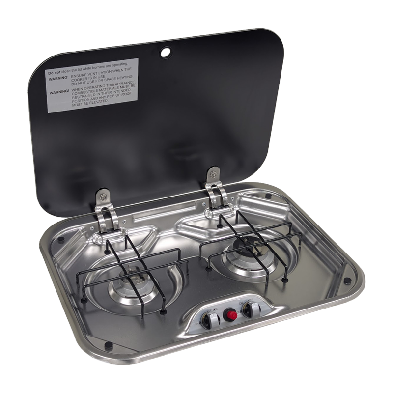 Sphere 2BNR Gas Drop In Stove & Lid With Piezo Ignition - 480 x 370 x 50mm