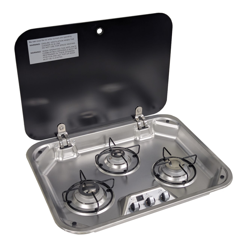 Sphere 3BNR Gas Drop In Stove & Lid With 12V Ignition - 560 x 440 x 58mm