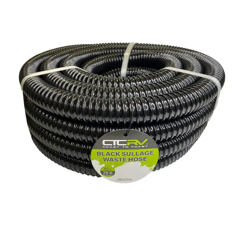 Coast to Coast Black Sullage Waste Hose - 10m Roll - 25mm I.D.