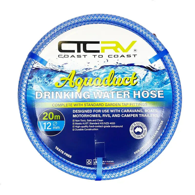 Coast to Coast Aquaduct 20M Blue Drinking Water Hose With Kit Fittings - 12mm
