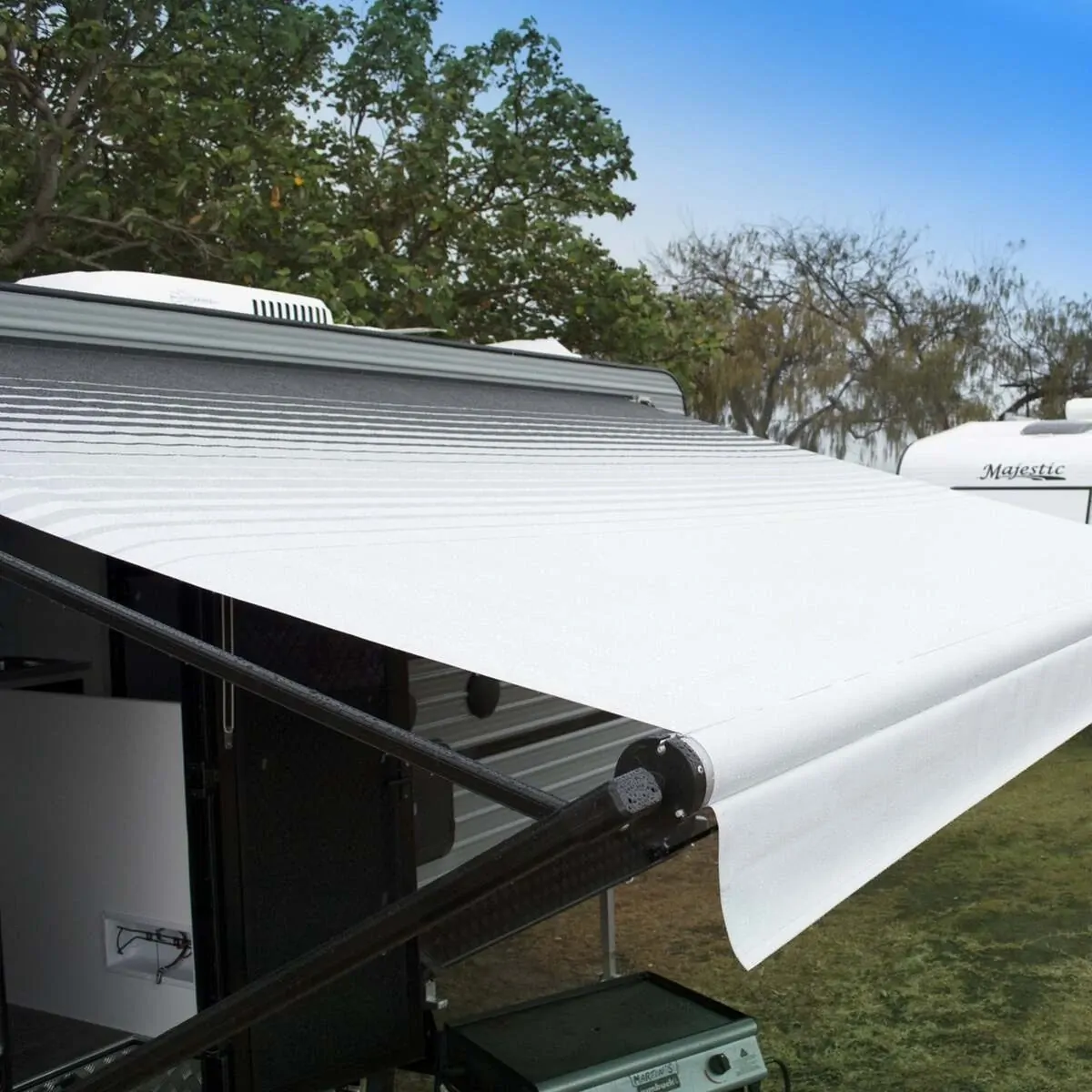 Aussie Traveller Vinyl Roof Only To Suit 24'6" Wide Roll-Out Awning Charcoal - Reversed