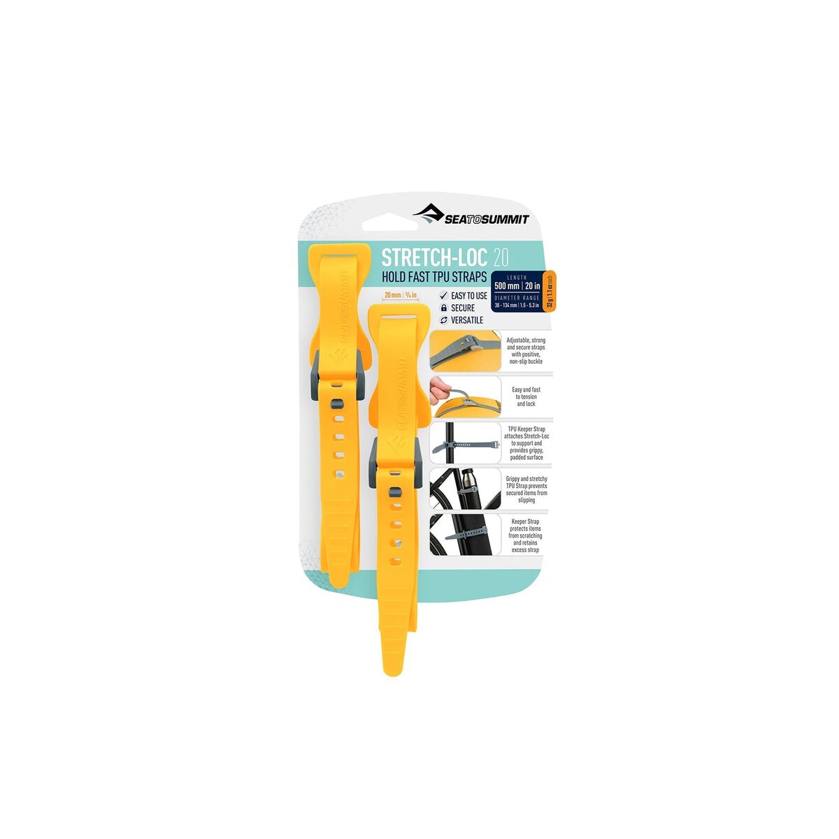 SEA TO SUMMIT Stretch-Loc 20 - [2 Pack] 20mm x 500mm Yellow