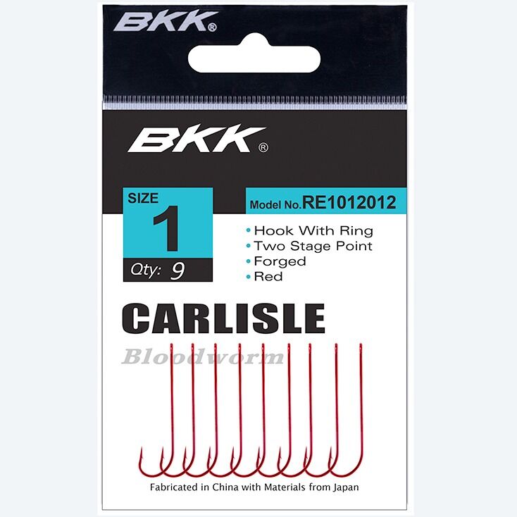 BKK Red Carlisle Bloodworm-R Hooks (Bulk-25) - #12 - 25 Per Pack