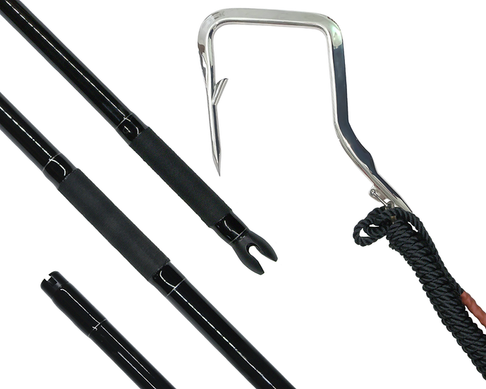 Hookem Cast Diamond Flying Gaff - 8" (200mm) With Barb - 1.8M Fibreglass