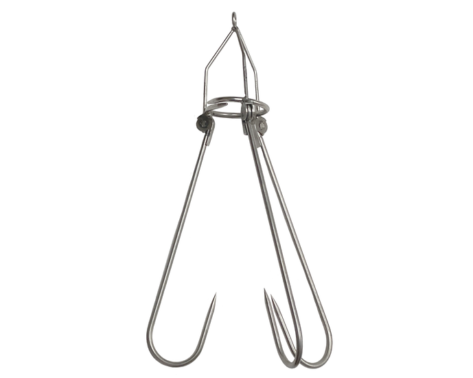 Hookem Large Heavy Duty Cliff Gaff - 3 X 8mm Hooks On Ring - Stainless Steel