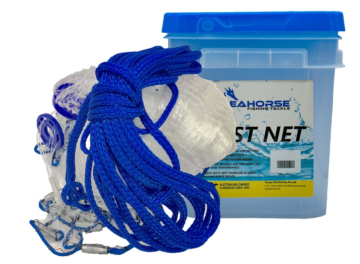 Seahorse 7ft Lead Weighted - Mono Drawstring Cast Net With 3/4 Mesh
