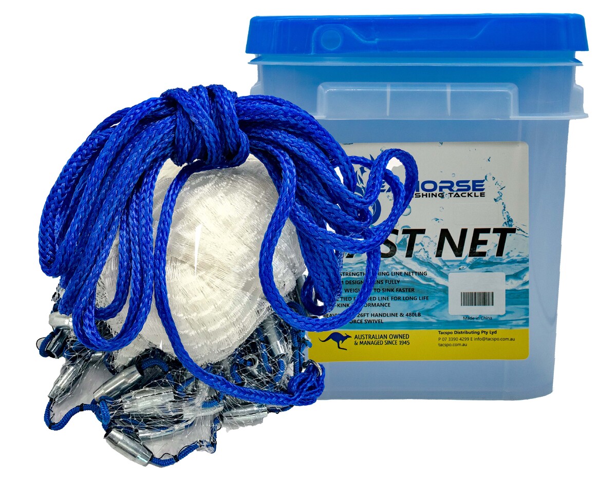 Seahorse 6ft Bottom Pocket - Mono Cast Net With 3/4 Mesh Economical  Weights