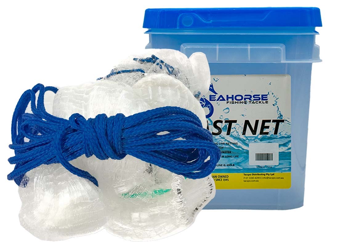 Seahorse Chain Top Pocket 10ft Mono Cast Net with 1 Inch Mesh