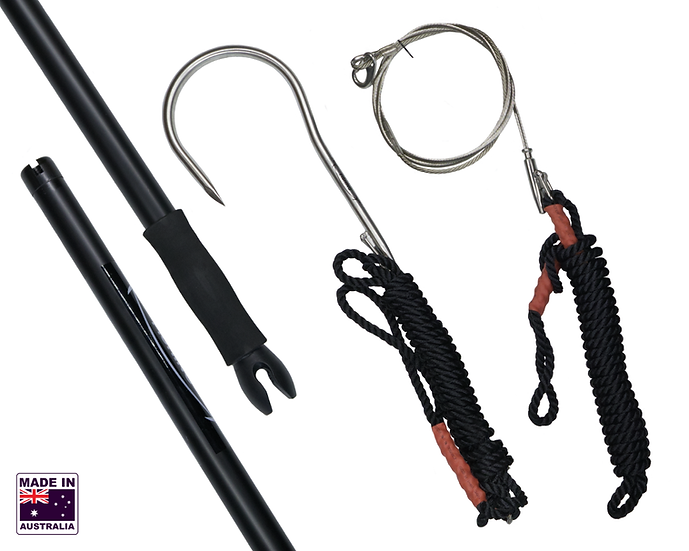 Hookem Combo Round Flying Gaff/Tailrope - 16 X 175mm (7") Stainlessl Head & 6mm Tailrope - 1.6M