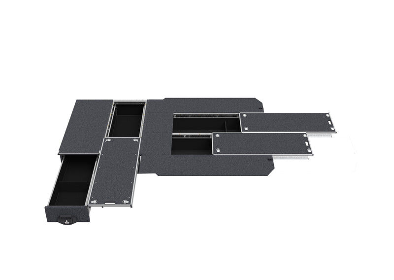 4WD Interiors Single Roller Floor Side Drawers & Dual Roller Floor Rear Drawers suits Toyota Hiace Van 05/2019-Current