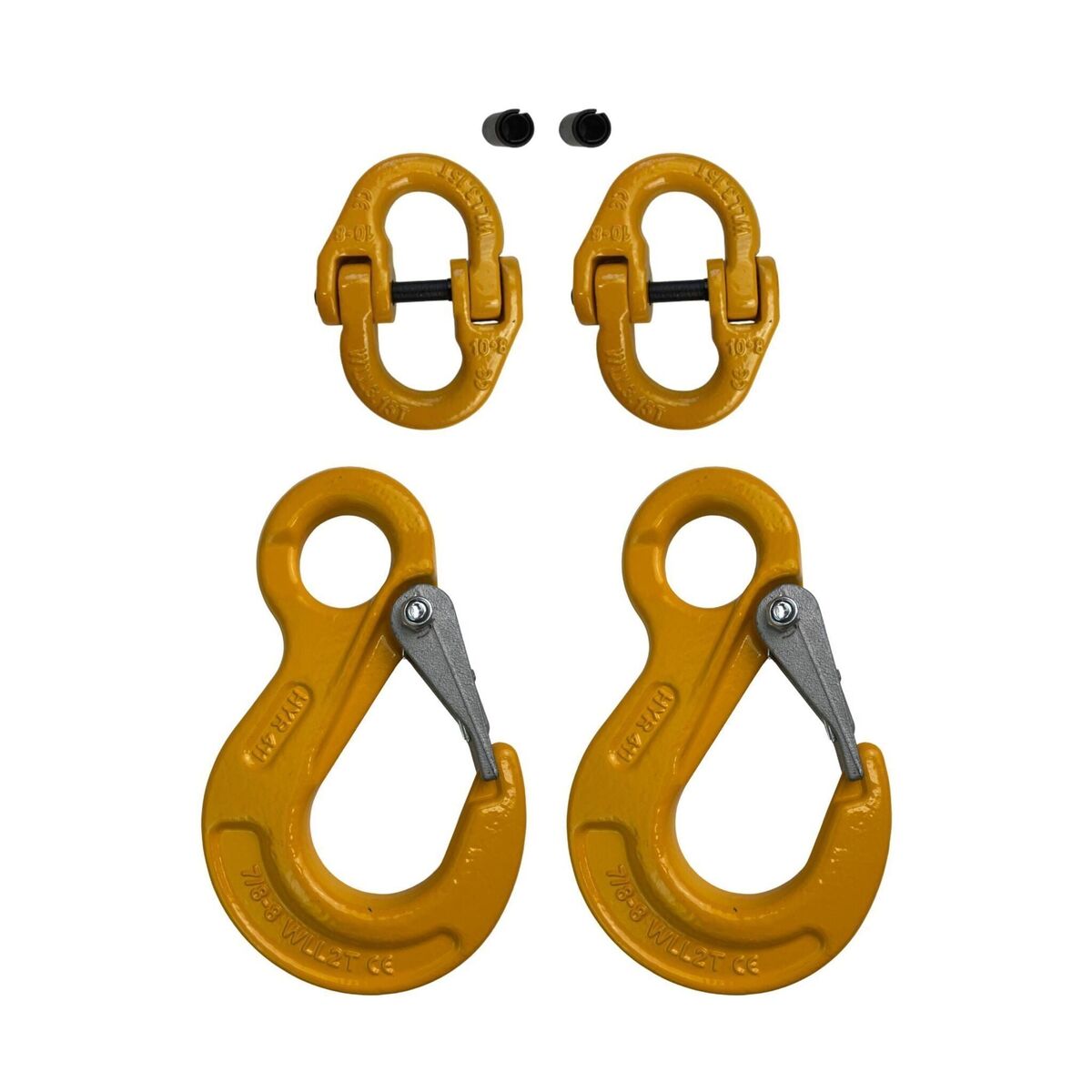 TAG 2T G80 Trailer Safety Chain Kit 8mm Eye Sling Hooks / Hammer Lock Connectors