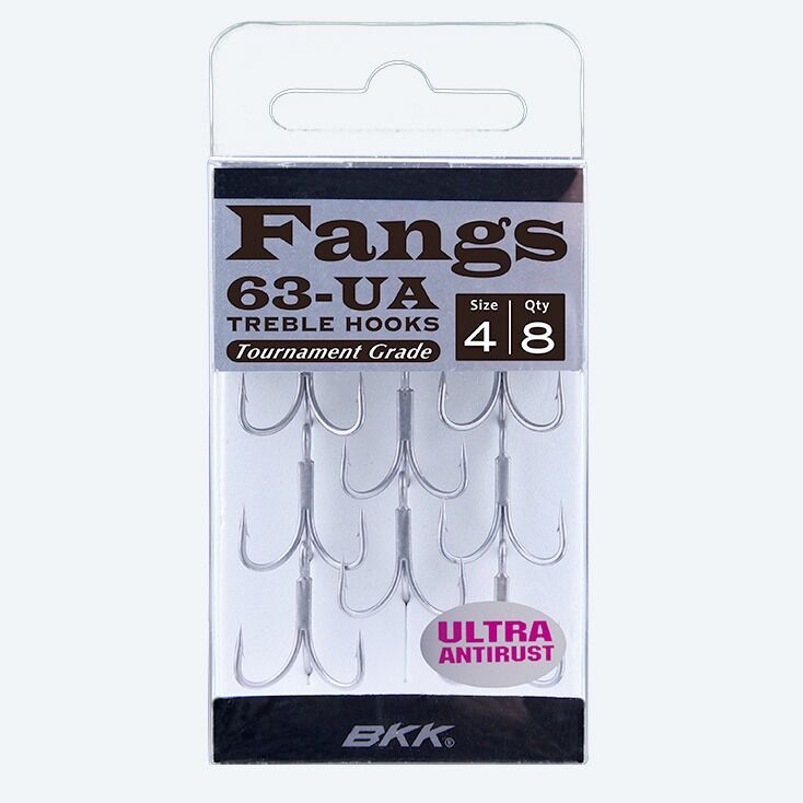 BKK Fangs-63 UA Treble Hooks Hooks - #4 - 8 Per Pack