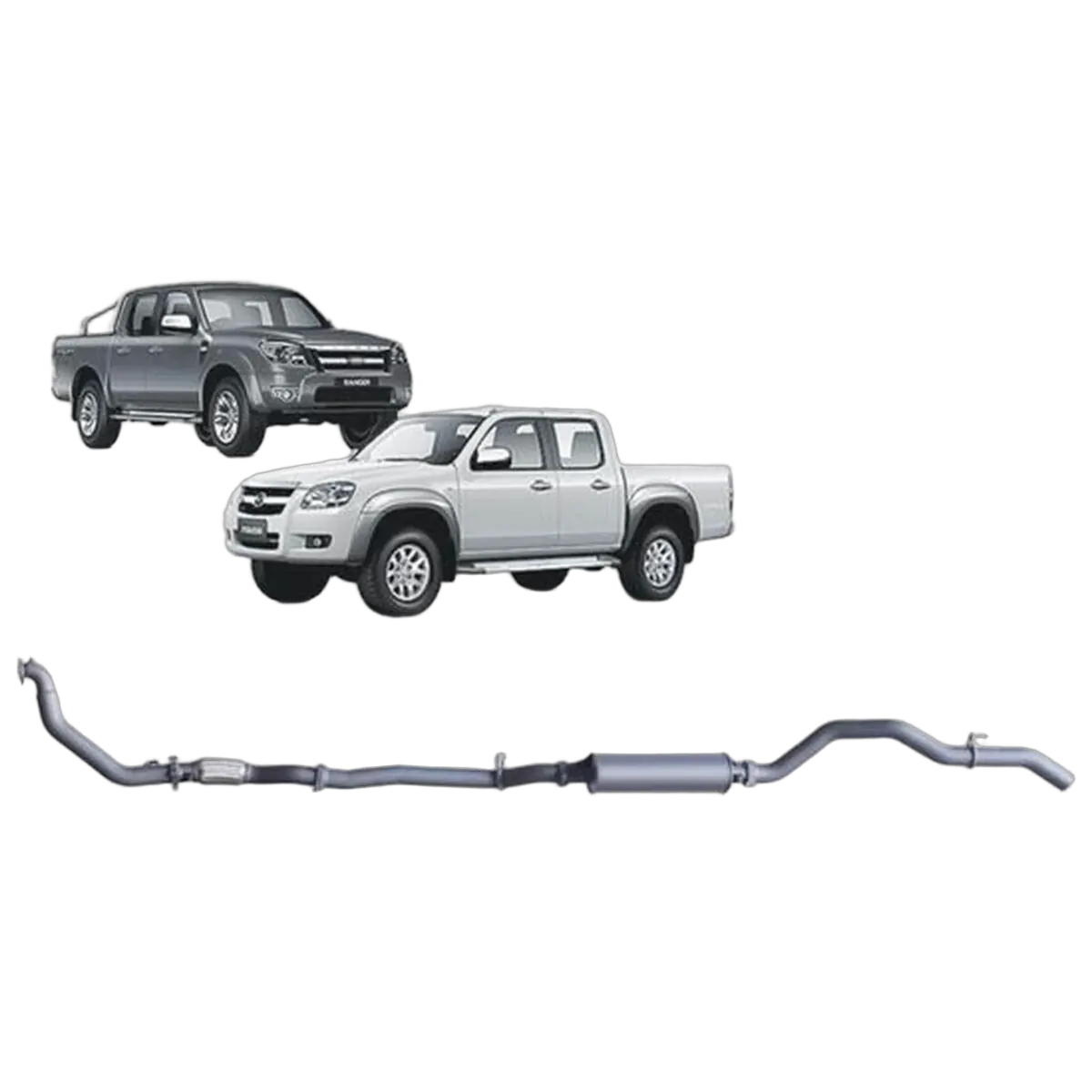 Redback Exhaust For Ford Ranger 2006-2011 MZR-CD 3.0 Litre No Catalytic Converter - Large Muffler