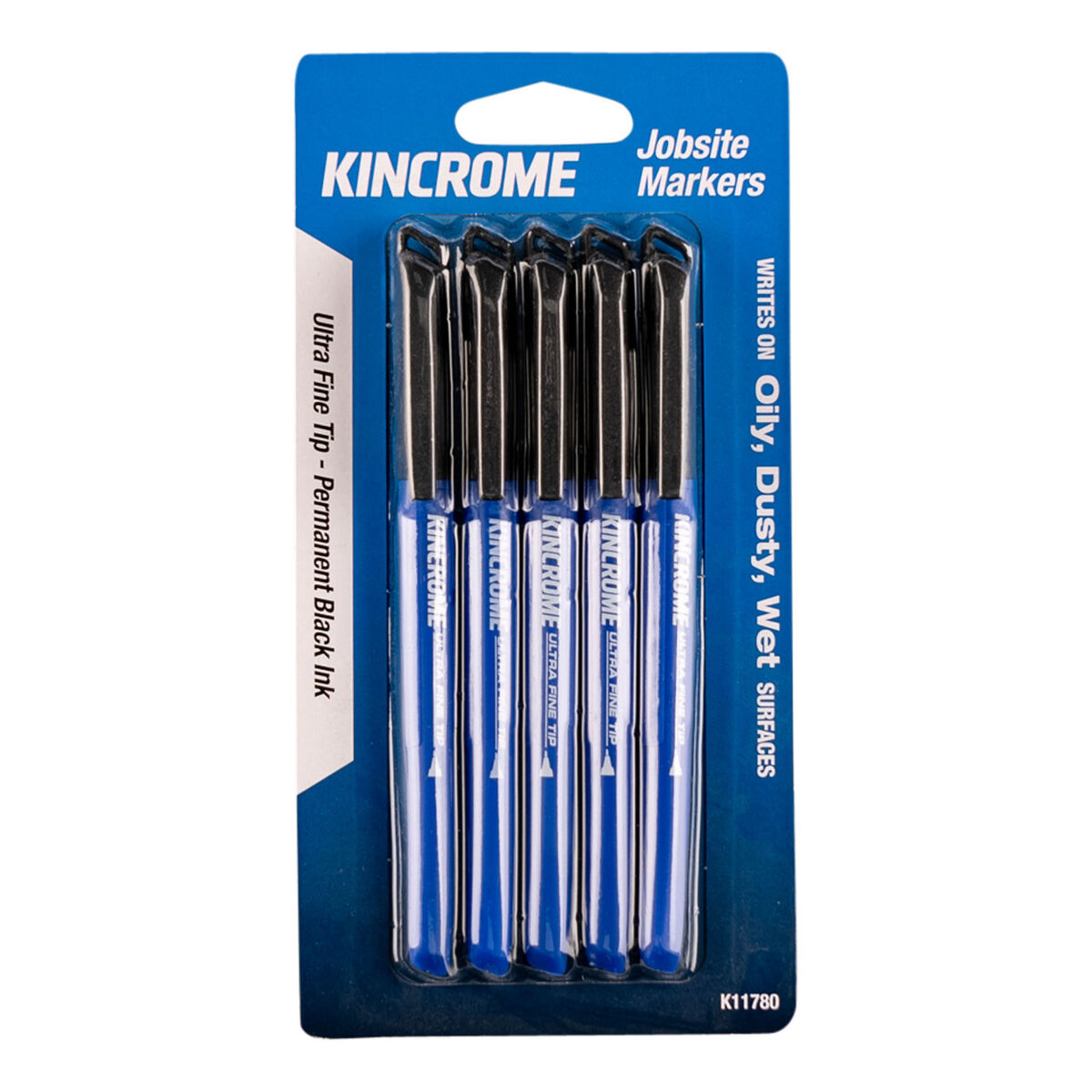Kincrome Permanent Marker Ultra Fine Tip 5 Pack Black