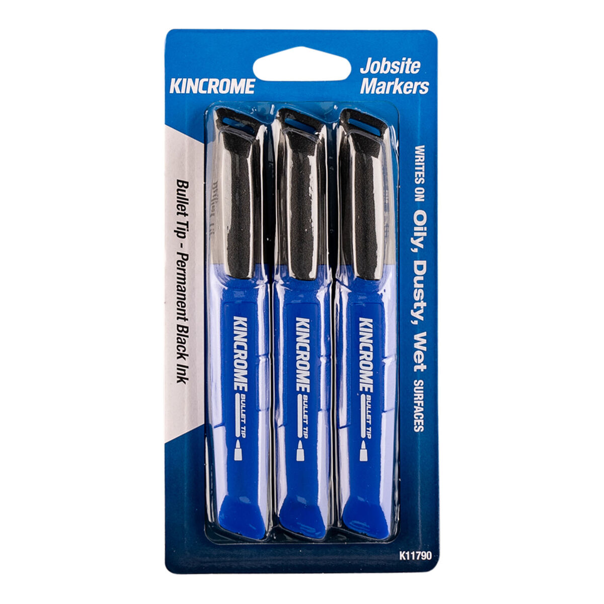 Kincrome Permanent Marker Bullet Tip 3 Pack Black