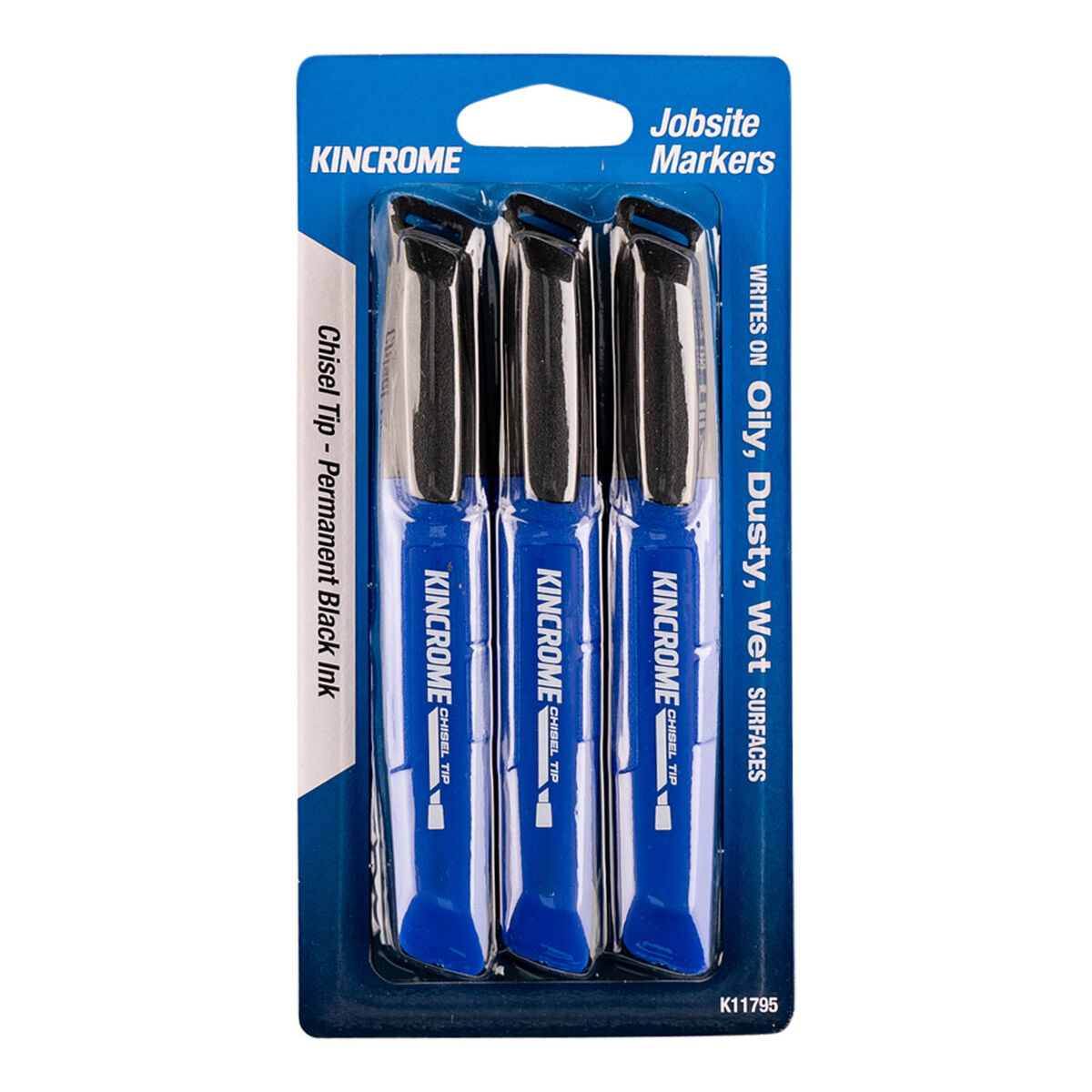Kincrome Permanent Marker Chisel Tip 3 Pack Black
