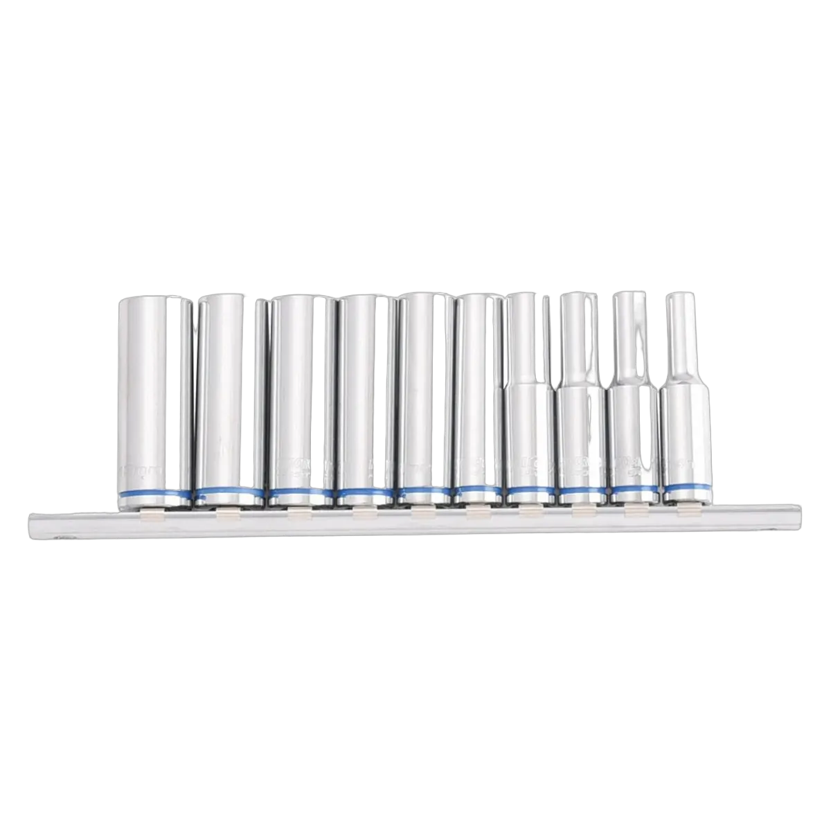 Kincrome Deep Socket Rail 10 Piece 1/4" Drive (Mirror Polish) - Metric