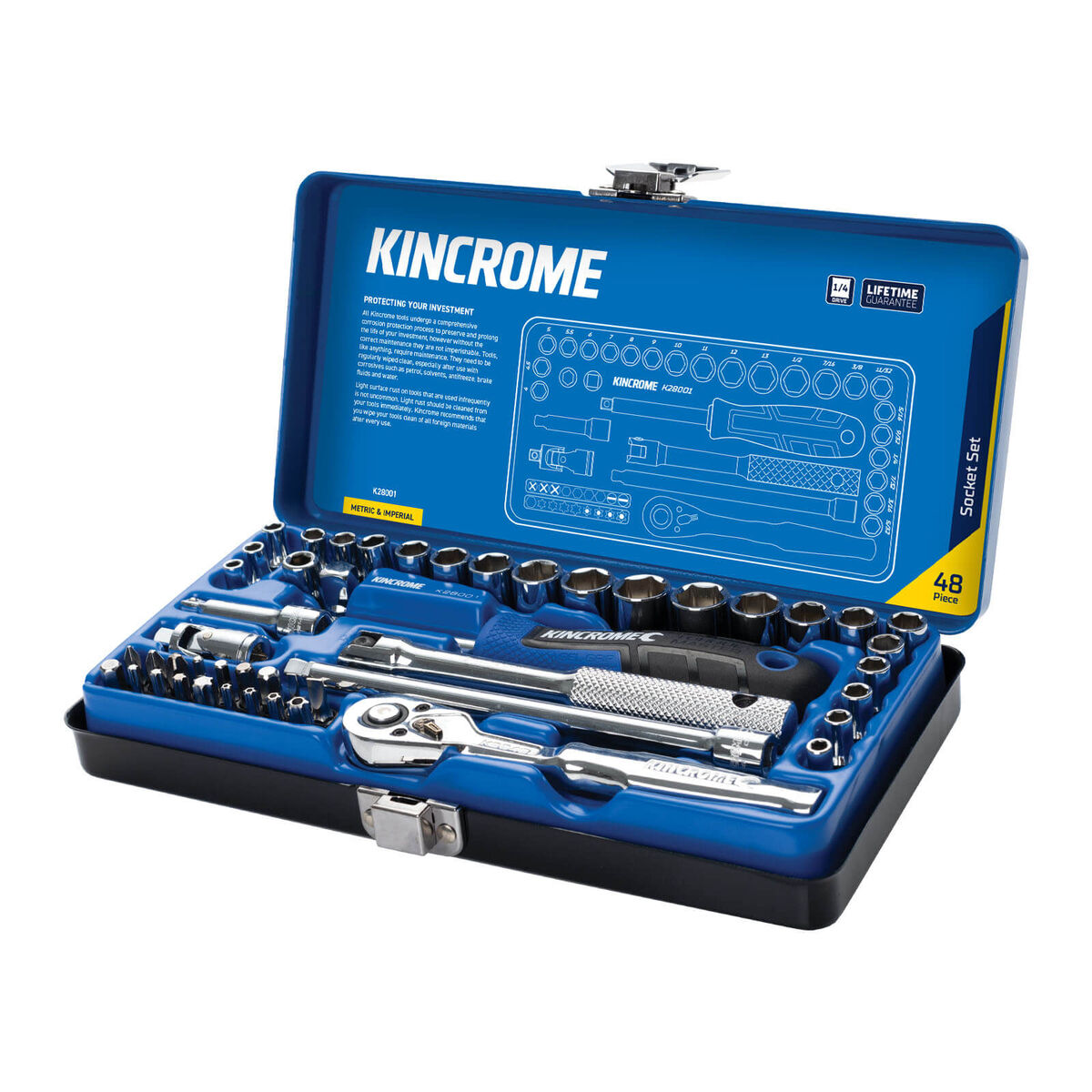 Kincrome Socket Set 48 Piece 1/4" Drive - Metric & Imperial