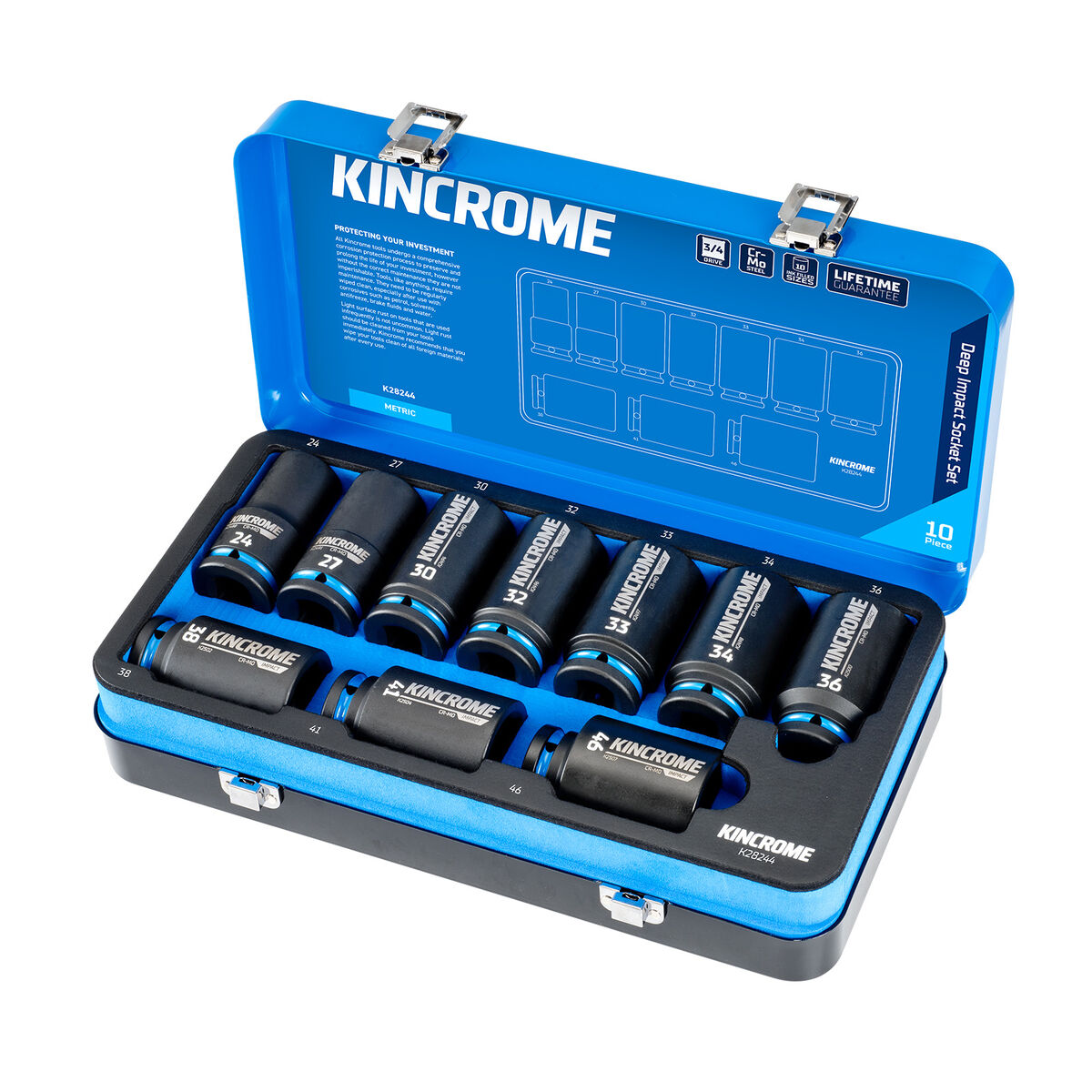 Kincrome Impact 3/4" Drive Socket Set Deep Metric 10 Piece