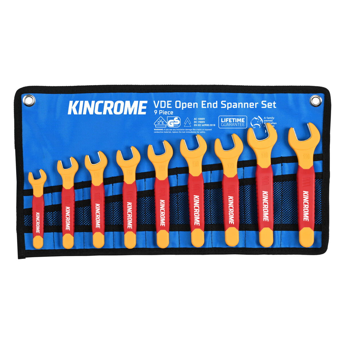 Kincrome VDE Spanner Set Open End 9 Piece - Metric